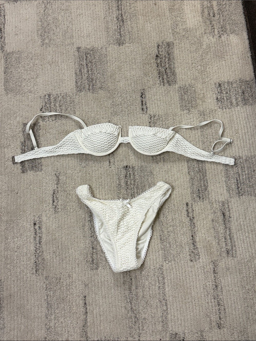 White Crochet Bikini Set - Two Piece Swimwear Never Worn